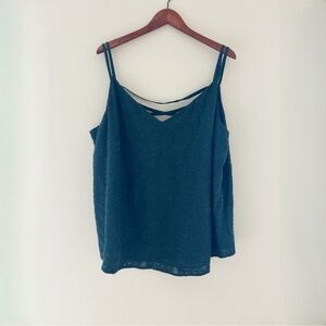 NWT Loft Emerald Floral Embroidery Blouse Sz 22